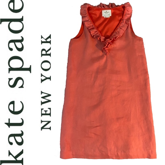 KATE SPADE coral linen shift dress - Picture 2 of 6